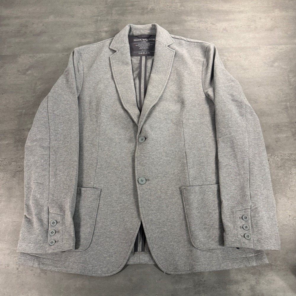 Mack Weldon Ace Blazer Mens Large Grey Cotton French Terry Unstructured Jacket